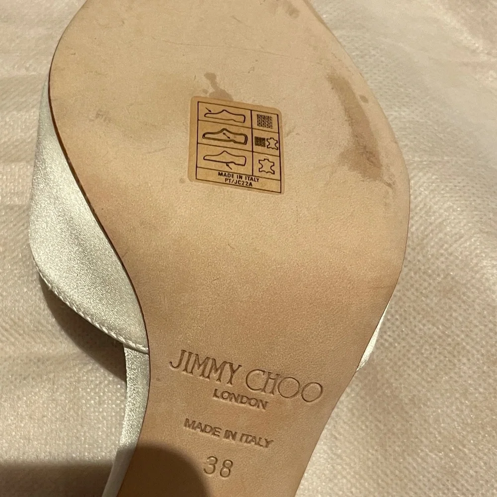 Jimmy Choo White Heels with Silver Ankle Strap - Picture 6 of 6